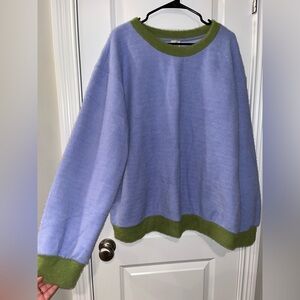 Anthropologie Purple and Green Crew Neck Sweater